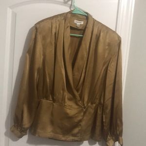 100% silk gold shawl wrap blouse size 12